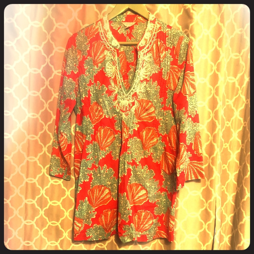 Lilly Pulitzer Sarasota shell coral tunic L